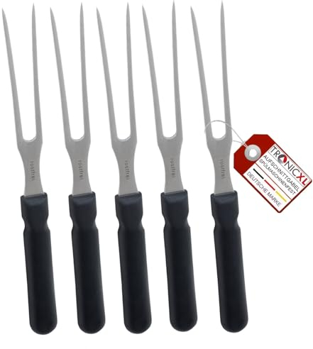 TronicXL 5 Stück Premium Aufschnittgabel Fleischgabel Gabel Bratengabel Aufschnitt gabel Tranchiergabel Tafelgabel Schnitzgabel Topf Serviergabel Vorlegegabel Metzgerei
