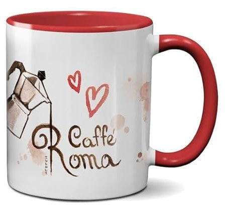 Souvenir Store it Tazza – Caffe de Roma/Coffee in Rome – 325 ml Keramikbecher, Weiß