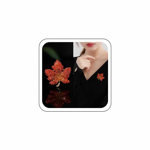 Wendalern Broche Feuille D'érable En Strass Broche Érable En Cristal Rouge Broche Feuilles D'automne Vintage Broche Bouquet De Mariée Élégante Broche Vêtements Accessoires Bijoux Pour Femmes Filles