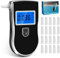 PTUI Alkoholtester Polizei genaue Alkoholtester Polizeigenau - Promille-Meter mit LCD-Bildschirm Portable Atemalkohol-Messgerät enthalten 20 Mundstücke und 1 Aufbewahrungstasche
