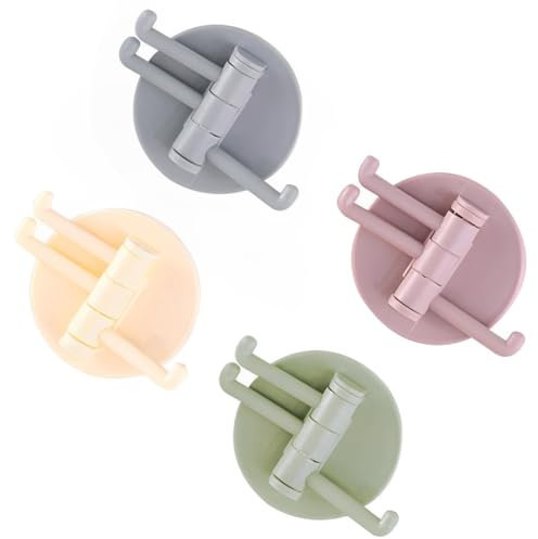 CPJJ 4 Ganci Rotanti Senza Traccia per Cucina e Bagno, Ventosa Portasciugamani, Appendiabiti Portaoggetti, Strofinacci e Asciugamani