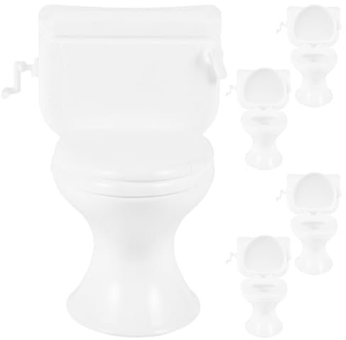 HEMOTON 5 pcs Toilet Model Realistic Dollhouse Toilets Bathroom Toilet Miniature Toilet Tiny House Furniture Toys Mini Toilet Accessories 1:12 Scale Small Toilet Toy