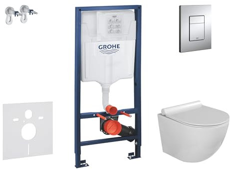 Grohe Rapid SL - Set Vorwandelement, WC Gaia und Softclose-Sitz, Betätigungsplatte Skate Cosmopolitan, Chrom SANI11BA1103