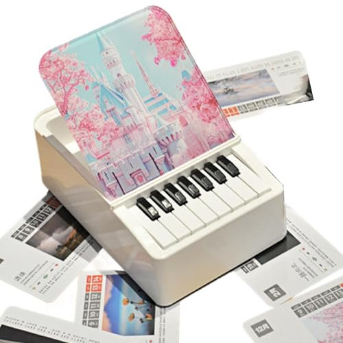 Musikkalender für den Schreibtisch, berührbares Fingerpiano mit Licht, dekorativer Kalender mit 32 berühmten Liedern, Stoppuhr und Musikfunktion, Originalkalender 2025 für Schreibtisch und Dekoration
