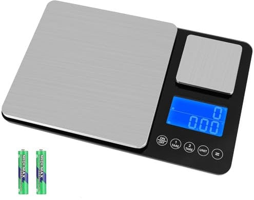 Apritsce Küchenwaage mit Dualer Plattform, 15kg/1g & 500g/0.01g, Küchenwage mit 7 Einheiten, Summierungsfunktion und Tara Funktion, Kitchen Scale, Waage Küche zum Backen und Kochen