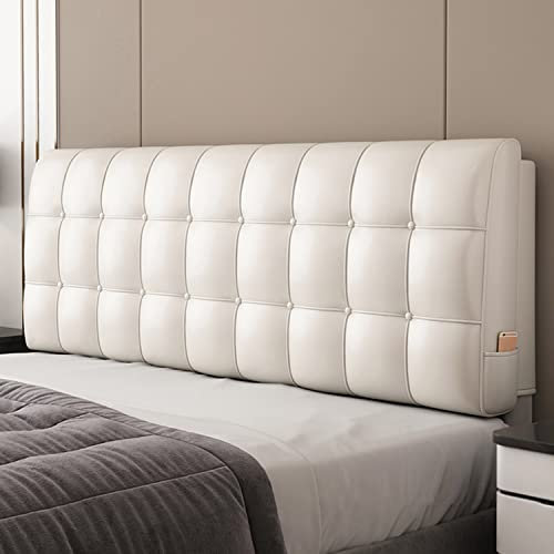 Lesekissen, Leder-Kopfteil, Keilrolle, Tagesbett, Rückenlehne, Lendenkissen, Weiß, 90 cm