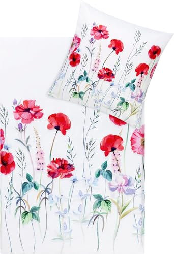 Estella Bettwäsche Christy Mako-Satin rot Größe 1x 135x200 cm + 1x 80x80 cm