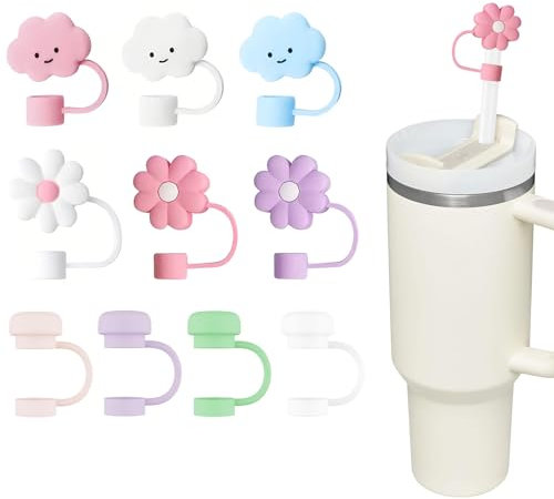 AMSGANK 10 Stück Strohhalm Abdeckung Zubehör für Stanley Cup, 10mm Staubdichte Silikonmaterial Strohhalm Abdeckung Strohdeckel Zubehör Silikonhülle Abdeckkappe für Stanley Tumbler