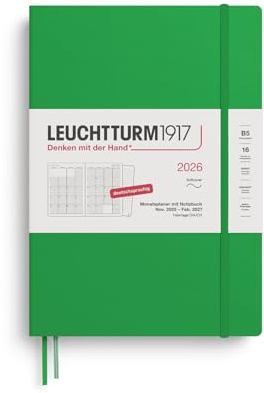LEUCHTTURM1917 372606 Monatsplaner & Notizbuch Composition (B5) 2026, 16 Monate (01 November 2025-28. Februar 2027), Softcover, Spring Leaf, Deutsch