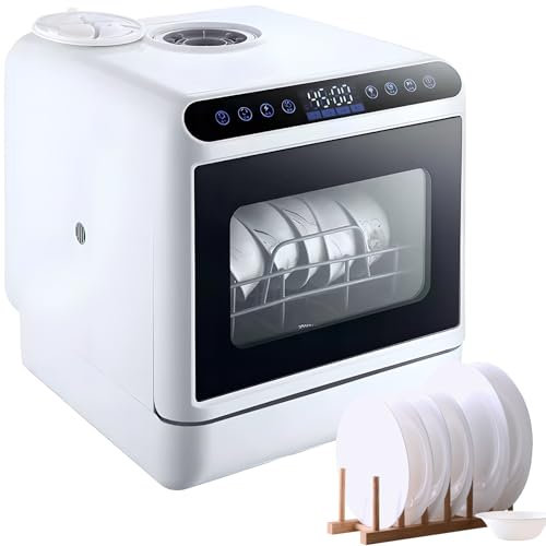 Mini Lavastoviglie da Tavolo Portatile, Lavastoviglie Compatte, con Tubi di Ingresso e Uscita dell'Acqua, 4 modalità di Lavaggio, Asciugatura Ad Aria Calda, Serbatoio dell'Acqua 5L
