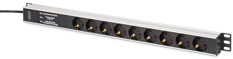 DIGITUS DN-95438 – Steckdosenleiste – 9 Abgriffe – Netzfilter und Überspannungsschutz – Vertikale Montage im Netzwerk- oder Serverschrank – 230VAC 50/60Hz 16A 3600W