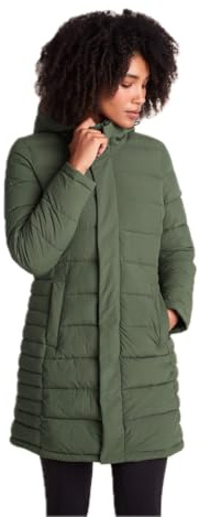 TOG24 Kirkham Womens Long Quilted Padded Coat 2-Way Zip Hood Wind Resistant | Jacket, DWR coating, Pockets, Winter, Longline, Adjustable Hood