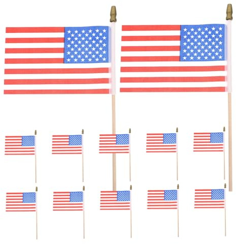 TOYANDONA 12 Pièces drapeau agitant la main Petits drapeaux de américains en vrac décorations de fête mini drapeau en de drapeaux patriotiques en de polyester