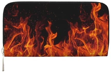 Hnnkloy Feuermuster, PU-Leder-Geldbörsen mit großer Kapazität, Clutch-Geldbörse für Männer und Frauen