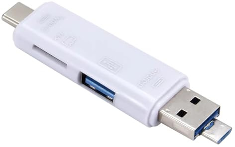 Uxsjakjsd Multifonction pour Android pour Ordinateur USB 3.0 Type C USB Micro USB Lecteur de Carte Mémoire SD TF Dock Adaptateur OTG Type C Blanc