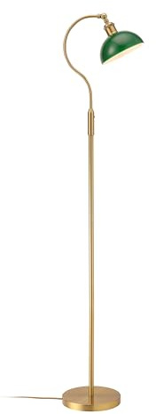 O'Bright Heritage - Banker's Stehlampe, 3-stufiges Touch-Dimmen, Einstellbarer Neigungsschirm, Abnehmbares Lampenschirm-Design, E26-Fassung mit 6W Dimmbarer LED-Glühbirne, Grüner Glasschirm