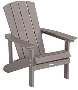 Home Deluxe Gartenstuhl FAREA – Grau | Komfortabler Outdoor-Stuhl aus HDPE-Kunststoff für Terrasse & Garten