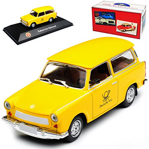 Atlas Trabant 601 Universal Kombi Gelb Deutsche Post 1964-1990 DDR 1/43 Modell Auto mit individiuellem Wunschkennzeichen