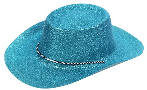 Alsino Glitzer Disco Cowboy Hut Partyhut Glitzerhut mit Kordel, Variante wählen:CW-56 Glitzer türkis