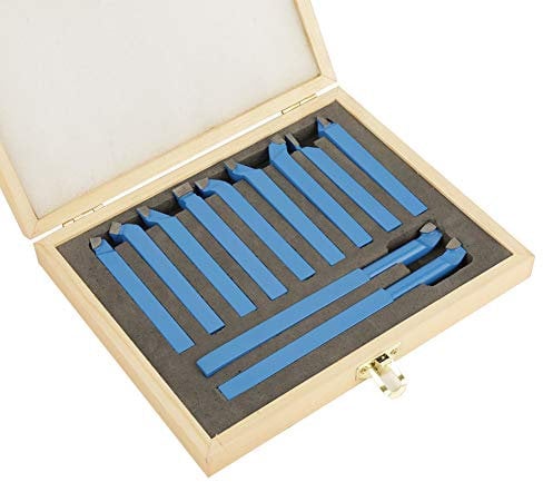Lathe Cutting Tools 11pcs Lathe Tools Carbon Steel and Cemented Carbide Lathe Turning Tool Set High Hardness Metal Lathe Tools Milling Cutting Turning Tool Set 8 x 8mm