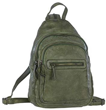 Bear Design Rucksack Leder Cityrucksack Backpack grün für Damen Damenrucksack Frauen City Reise