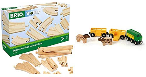 BRIO Bahn 33402 - Mittleres Schienensortiment & Bahn 33404 - Bauernhof-Zug