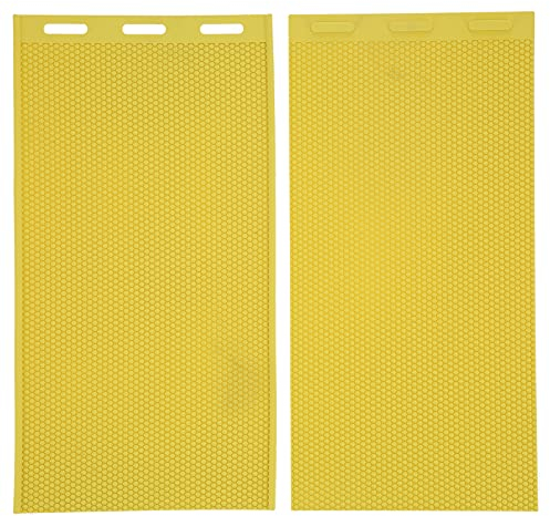 Molde de prensa de cera de abejas, 2 piezas de bricolaje peine de goma hoja de base accesorio de apicultura amarillo 17.3x9.1in