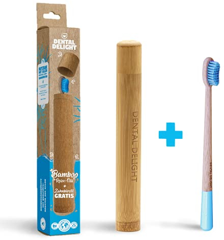 DENTAL DELIGHT Bamboo Reise-Etui | Bambus Zahnbürstenhülle mit klimaneutraler Zahnbürste gratis