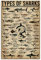 Types of Shark Metall-Blechschild mit Aufschrift Nowledge Graph, lustiges Weltbildung, Wissenschaft, Klassenzimmer, Infografik-Poster, Malerei für tolle Geschenke und dekorative Tür, Wand, Schule,