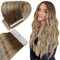 Tape on Extension Echthaar Skin Weft Haar Extension Tape Echthaar Farbe Darker Brown Mix Aschbraun und Mittelblond 50 cm 50g Double Sides Tape Extension Echthaar #3/8/22