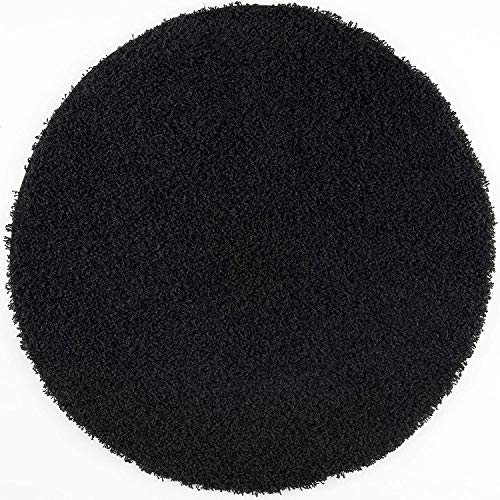 Muratap Teppich Wohnzimmer Modern - Loca Shaggy - Hochflor Teppich Weich und Warm Schmutzabweisend und Pflegeleicht Wohnzimmerteppich - Große: 240 cm - Rund - Farbe: Schwarz
