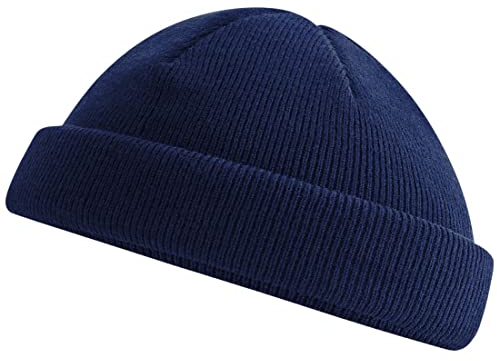 Roughtex Fisherman Beanie Feinstrick Fischermütze Kurze Strickmütze Flache Kuppe rPET Navy