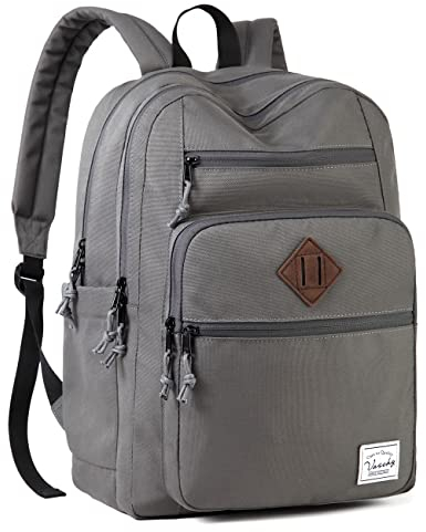 VASCHY Rucksack Herren, Groß Schulrucksack für Dame Teenager Kinder Mädchen Junge 21L Handgepäck Rucksack 15,6 Zoll Laptop Backpack, Grau