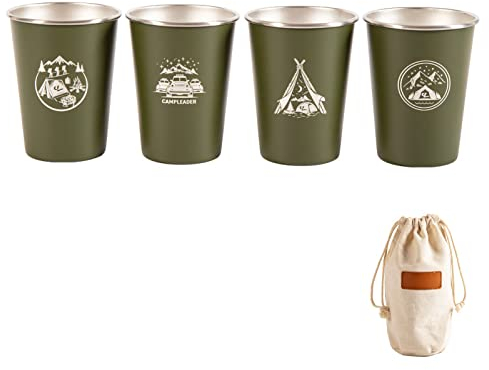 Lot de 4 verres à whisky, tasse isotherme en acier inoxydable empilable Verres à chope à bière Petite tasse en métal Double paroi Isolation sous vide Gobelets Verres à boire pour(Vert)