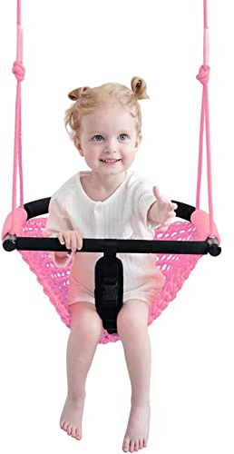 Babyschaukel,Kinderschaukel mit Verstellbaren Seilen,für Kinder Heavy Duty Seilspiel Sicher Kinder Swing Set, für Outdoor Indoor,Garten(Color:Rosa)
