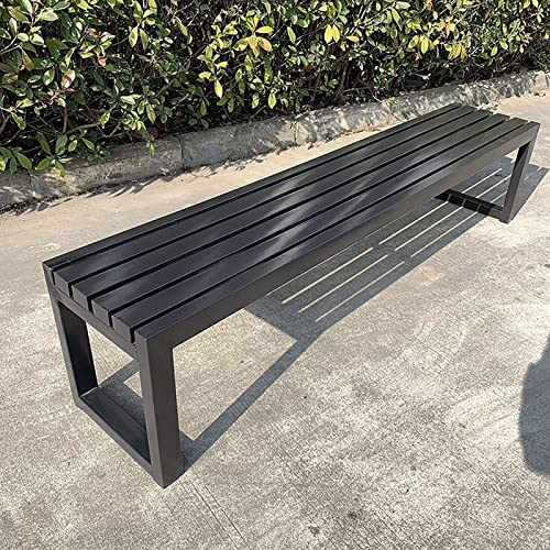 WYZCHDM Gartenbank Holzbank Gartenbank Ohne Lehne Gartenbank Wetterfest Balkonbank Terrassenbank, Massivholz+Metall, Robust Stabil Langlebig Gartenmöbel, for Terrasse Park Rasen Hof F 150 * 40 * 45CM