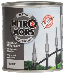 Nitromors Smooth Metal Paint Silver 250ml Rust Protection & UV Resistance for Doors, Gates & Furniture