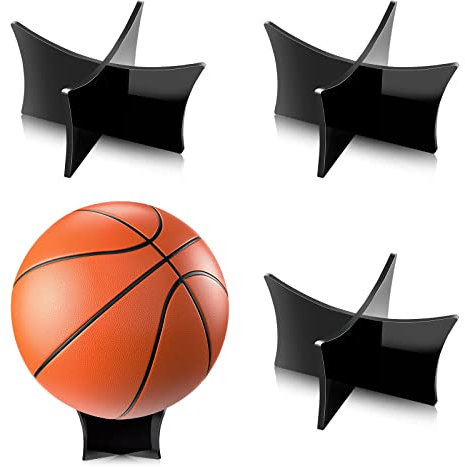 Acrylic Ball Display Stand - Multifunctional Ball Stand Holder for Football, Basketball, Volleyball, Rugby - Pack of 3 (Black)