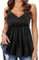 WIEIYM Damen Glitzer Oberteil Sexy V-Ausschnitt Ärmellose Verstellbare Trägertop Tank Tops Rüschen Gestufter Saum Shirt Cocktail Vest Festliche Pailletten Party Rave Outfit Bluse,A-Schwarz,XL