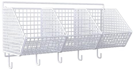 Milageto Cesta de Almacenamiento de y Jengibre, Organizador de Cocina Multifuncional montado en la Pared Estable para Ahorrar Espacio, para el hogar, Blanco 3 Rejillas
