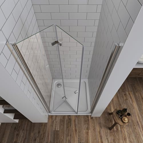 LUXESPIRE Duschtür 80x185cm Platzsparende Duschabtrennung mit 180° Falttür 6mm Sicherheitsglas Einfache Installation Einzelfalttür Duschkabine