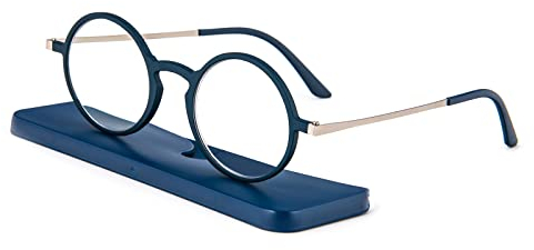 KoKoBin Ultradünne ultraleicht Anti-Blaulicht Lesebrille mit Etui Tragbare Anti-Glare-Brille (Blau, 2.5, Dioptrien)