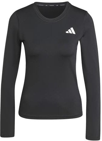 adidas Women's Train Essentials Long Sleeve 3-Stripes Workout Top, Black/White, S