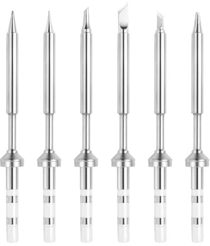 FEITA Pinecil TS100 Soldering Iron Tips Replacement for Mini Portable Micro Solder Pen Various Models Stations Tool Soldering Accessories (TS-B2/I/BC2/D24/K/KU 6pcs)