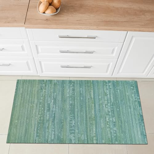 Comart, Tapis en Bambou Style de Cuisine, Fond antidérapant, Tapis en Lattes de Bois, Chemin résistant, Design élégant, Facile à Nettoyer, Tapis Shabby Chic, Polyvalent, Couleur Vert 50 x 80 cm