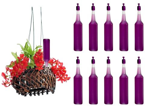 ADEPTNA Ready to Use Pack of 10 Drip Feeders Easy to Use Helps to Encourage Vibrant Colours and Bloom healthy growth Plants Flowers Trees (HANGING BASKET AND TUB)