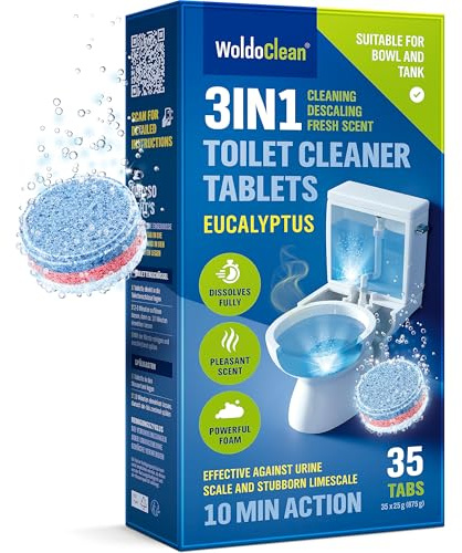 WoldoClean 3-i-1 WC flikar cistern renare 35 x – urinsten extra stark | Toalettrengöring kalk, avkalkningsmedel toalett, rengöringstabletter urinoar