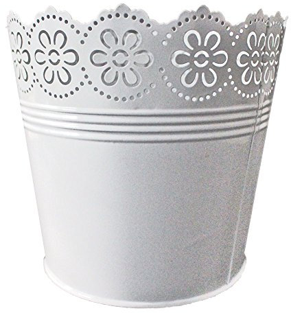 Cepewa Blumentopf Übertopf Daisy Weiss Metall Shabby (1, 18 cm)