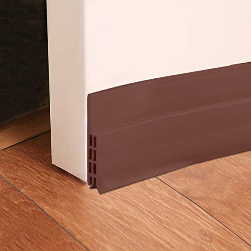 Door Draft Stopper Door Sweep per Esterni/Interni Porte Weatherproofing Porta Seal Strip Under Door Bozza Blocker Seal Insonorizzato Door Bottom Weather Stripping (Color : Brown)