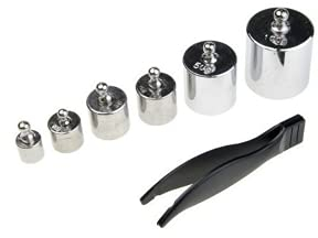 Trimming Shop Chrome Plated - 205g, 6pc Calibration Weight Set (1 x 100g, 1 x 60g, 2 x 20g, 1 x 10g, 1 x 6g) with Tweezers for Digital Scale, jewellery, Kitchen and Calibration Weight Set